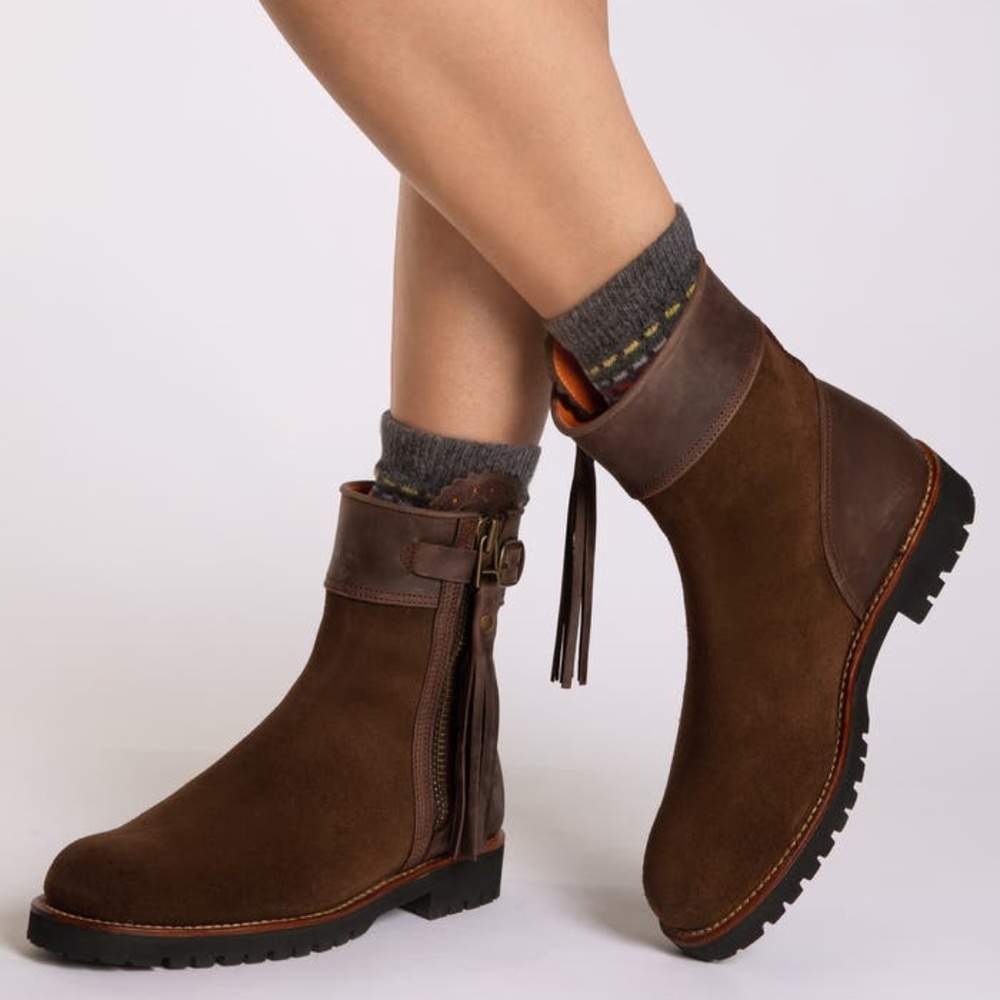Penelope Chilvers Cropped Leather Tassel Waterproof Boot
